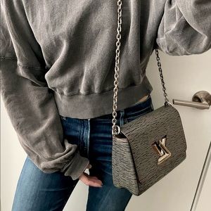 LOUIS VUITTON Dark Denim Epi Leather Twist MM Shoulder Crossbody Bag